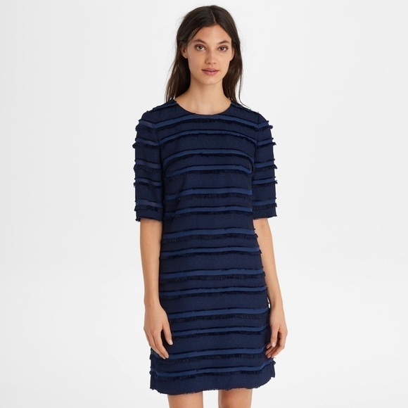 Karl Lagerfeld Navy Blue Fringe Shift Dress 4 - Picture 1 of 9